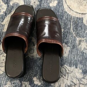 Cole Haan woman  Rich Brown Leather Slide Sandals size 10
